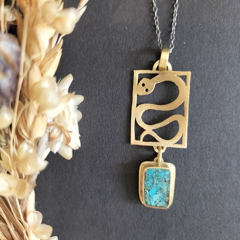 Serpent Totem - Laiton & Turquoise